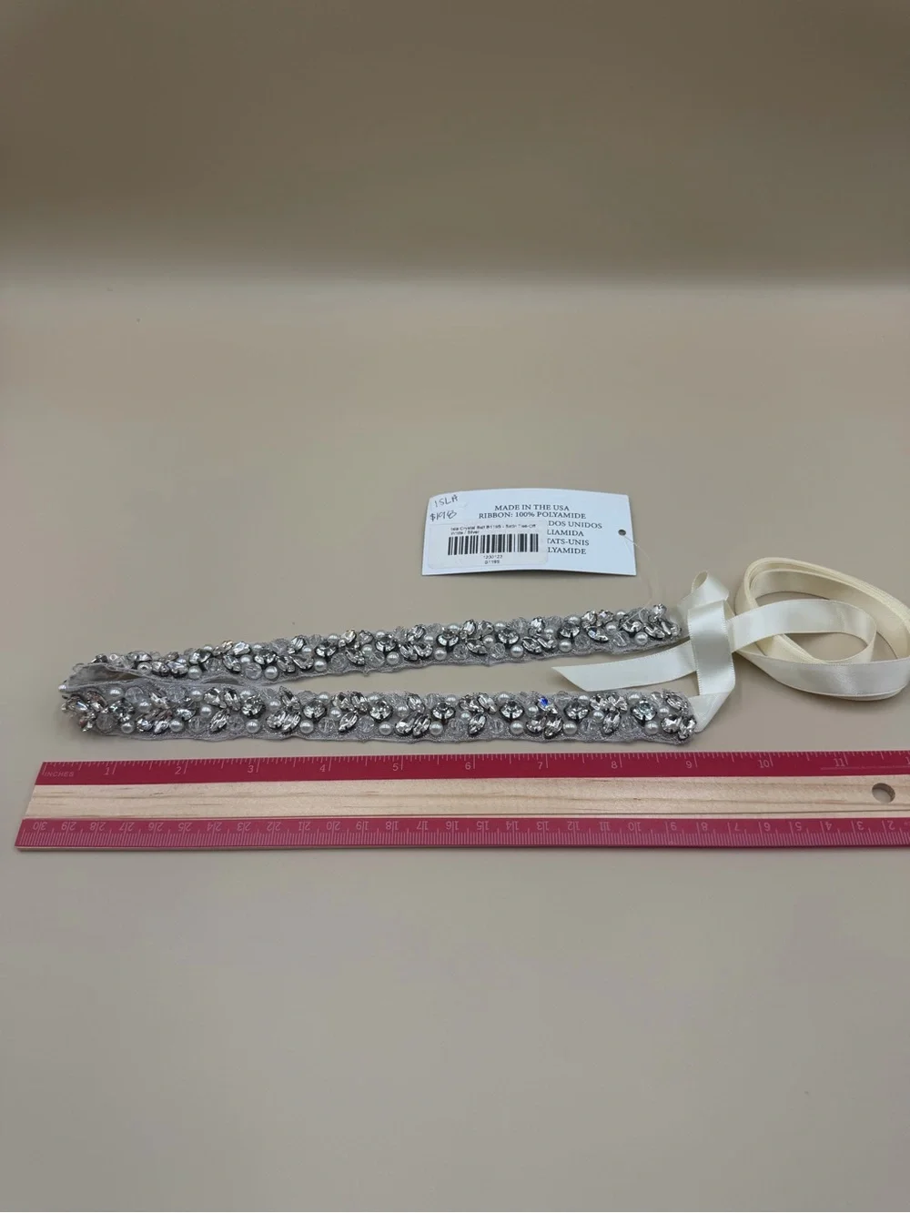 Sparkling Crystal Pearl Wedding Dress Belt Silver Bridal Sash NWT